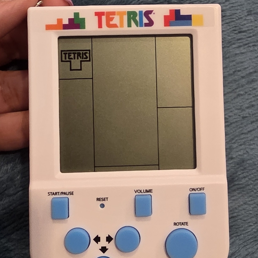 Handheld Tetris Game Console - White with Blue Controls